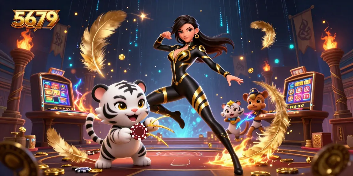 Play poker and win big with 5679's dynamic casino-themed 3D illustration.
