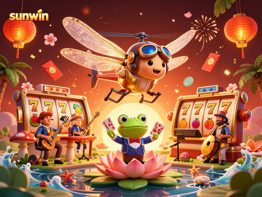 Experience thrilling gameplay at sunwin with a dynamic scene showcasing vibrant casino elements.