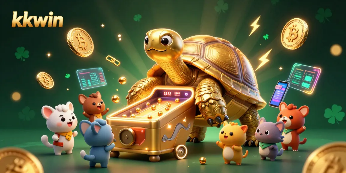 Experience the vibrant gaming world of kkwin with a dazzling golden tortoise pinball machine scene.