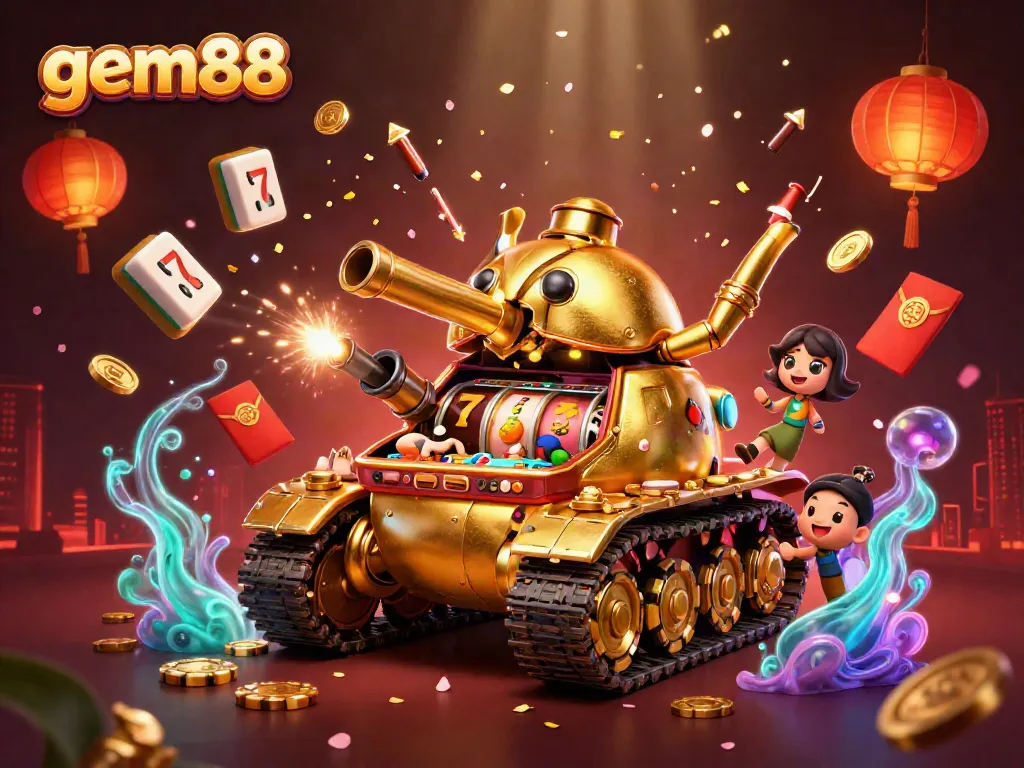 Experience thrilling slots with gem88's interactive miniature casino scene.