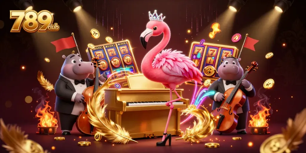 Experience the thrilling excitement of 789club with a dazzling casino scene featuring vibrant characters and game elements.