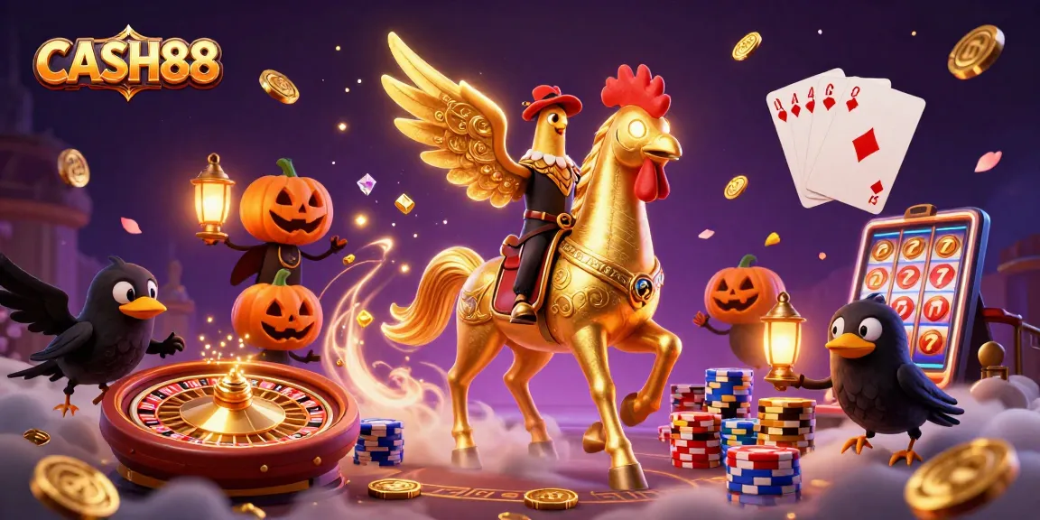 CASH88 brings excitement to the casino with a vibrant 3D scene full of action, gold coins, and lucky symbols.
