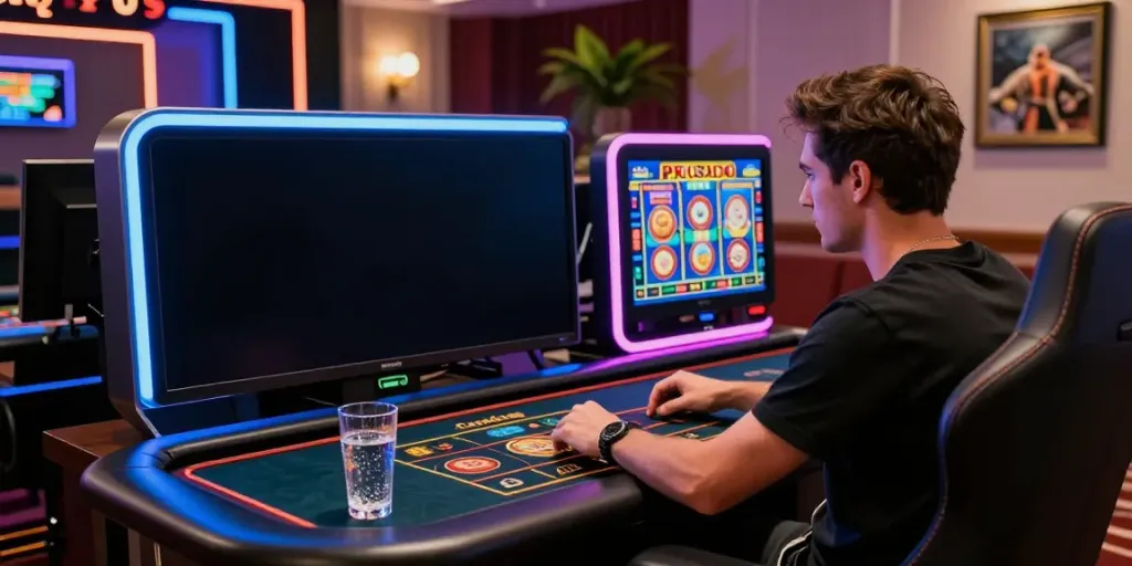 Engaging British player enjoying the vibrant experience at Crusado Casino United Kingdom in a luxurious gaming setup.