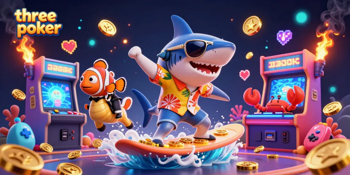 Experience thrilling three card poker action with colorful characters and vibrant game elements.