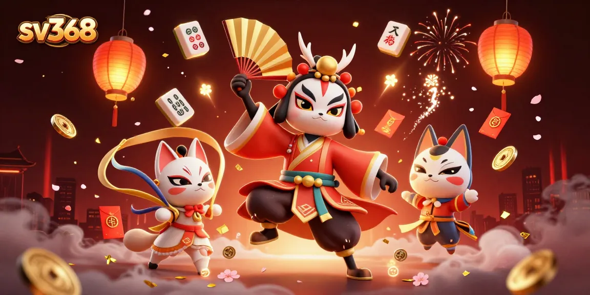 Engage in thrilling gameplay at sv368 with a vibrant casino scene featuring dynamic characters and festive elements.