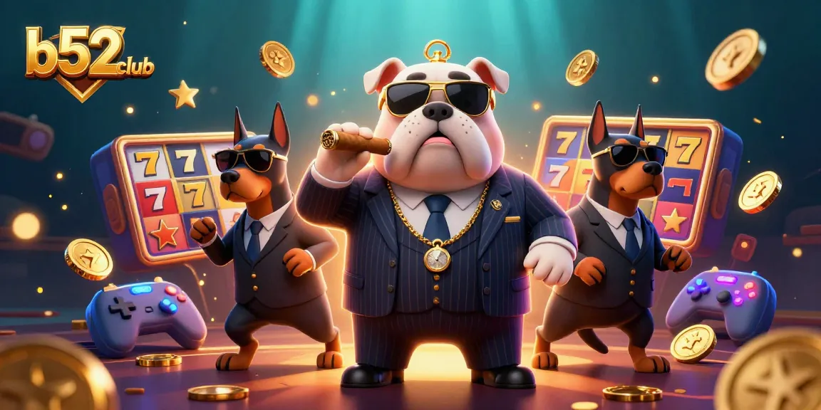 Play exciting slot games with b52club’s cartoon mafia boss amid dazzling casino elements.