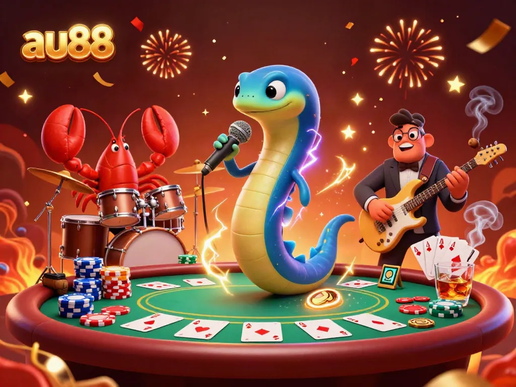 Experience the thrill of au88 with an electric eel DJ and underwater casino vibes.