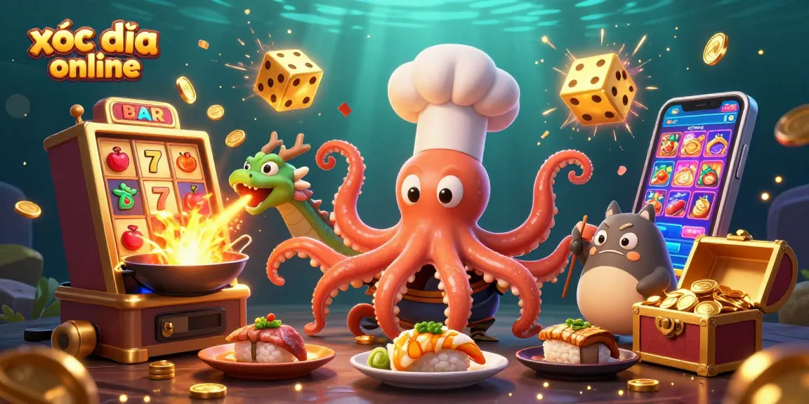 Win big in xóc đĩa online with a vibrant 3D illustration of a dynamic casino scene.