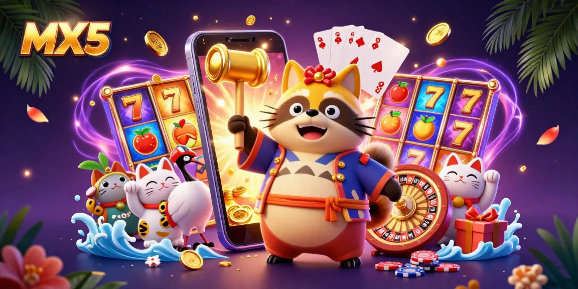 Experience exciting gaming at MX5 with our cartoon characters, vibrant slots, and dynamic casino elements.