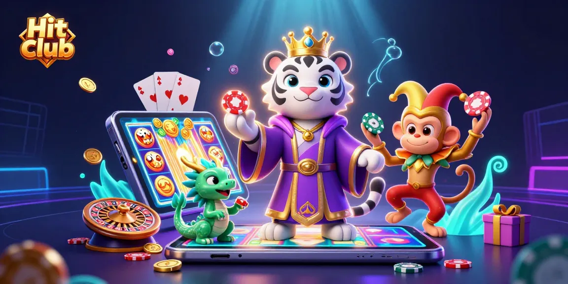 Experience the excitement of the Hit club with our vibrant casino-themed illustration.