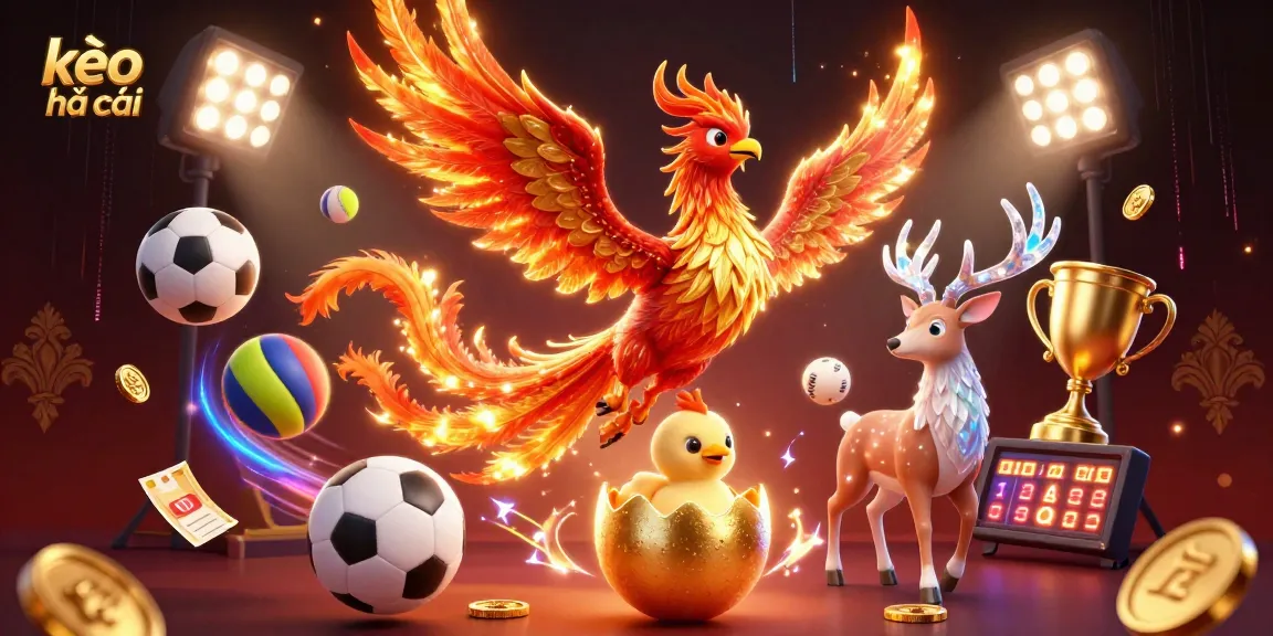 Engage in kèo nhà cái with dynamic 3D illustration showcasing vibrant casino and sports elements.