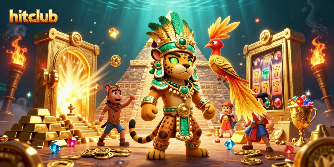 Experience exhilarating jackpots with hitclub's dynamic casino scene featuring glittering treasures.