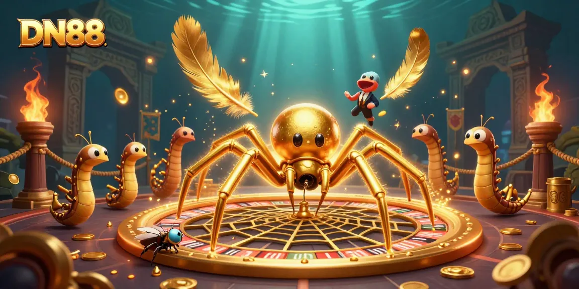 Experience thrilling bets with DN88 in this dynamic 3D casino illustration featuring vibrant characters.