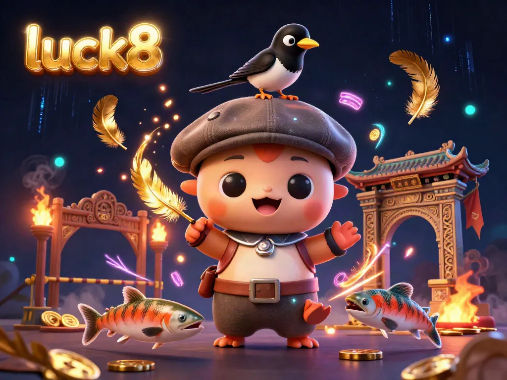 Engage in thrilling gameplay at luck8 with a charming scene including cartoon Nessie and gold coins.
