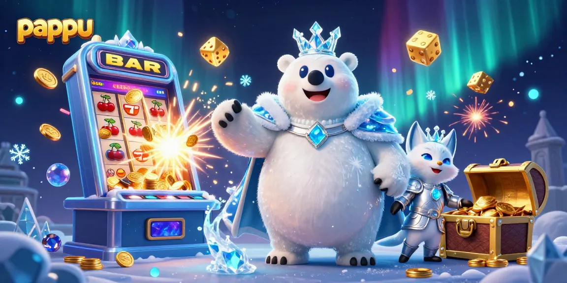 Pappu game engaging players with a polar bear and snow fox amidst a vibrant jackpot scene
