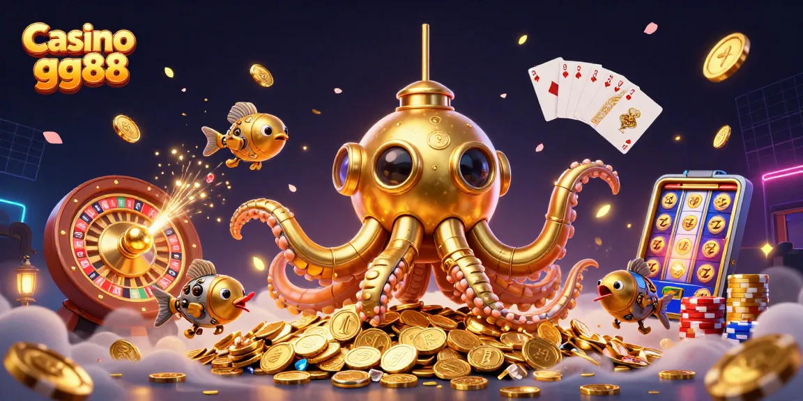 Engage with Casino gg88's vibrant 3D illustration showcasing rich gaming elements and excitement.