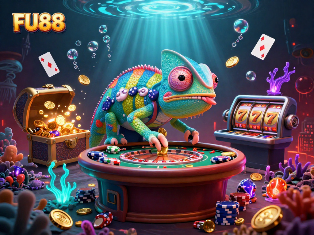 FI88 players winning gold coins while exploring vibrant slot gaming underwater world.