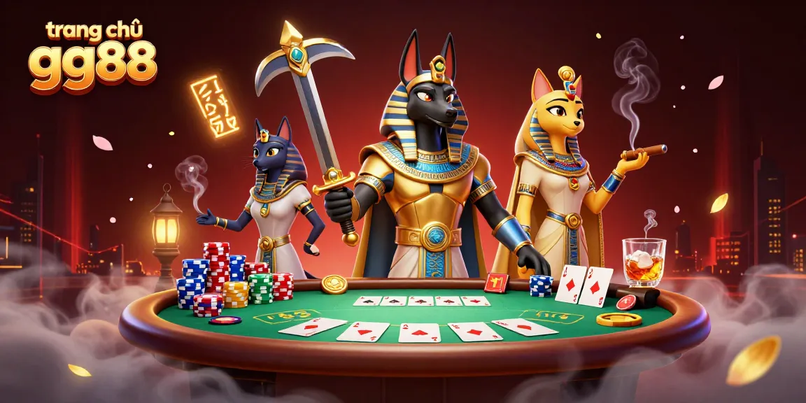 Experience thrilling gameplay at trang chủ gg88 with Anubis and vibrant poker scenes.