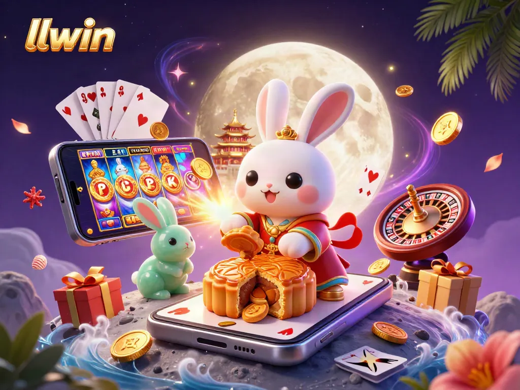 Experience llwin's magical moonlit casino with cartoon rabbits and dynamic gaming elements.