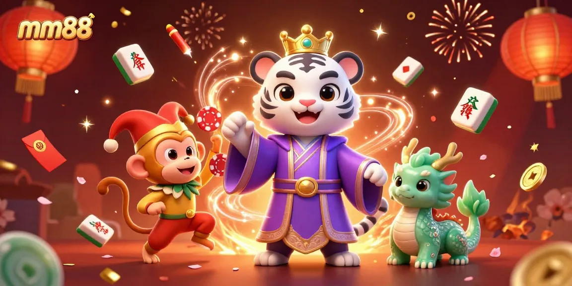 Experience excitement at mm88 with thrilling gaming characters in a vibrant casino scene.