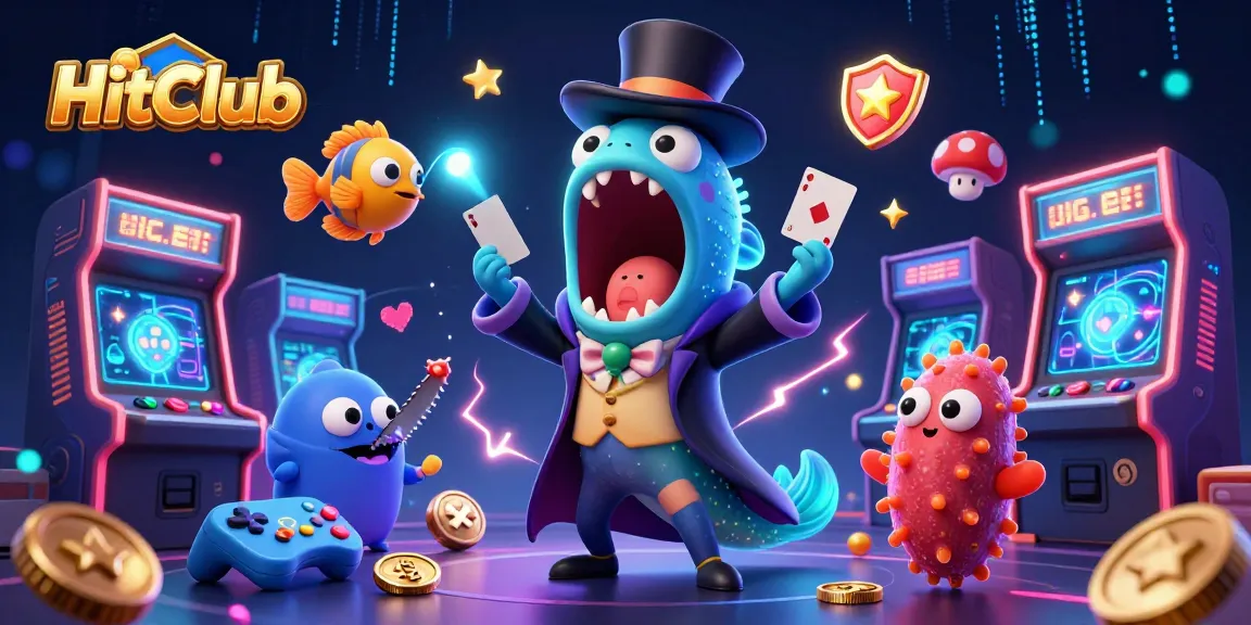 HitClub's vibrant gaming world visualized with colorful characters and dynamic arcade elements.