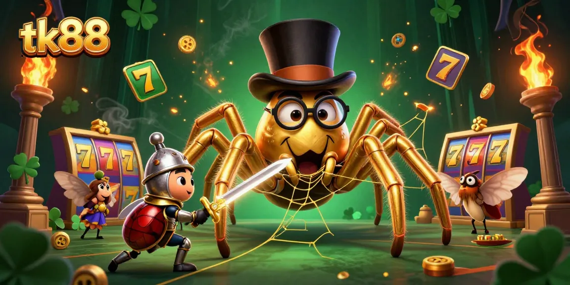 Experience thrilling gameplay at tk88 with a magical golden tarantula and daring beetle knight.