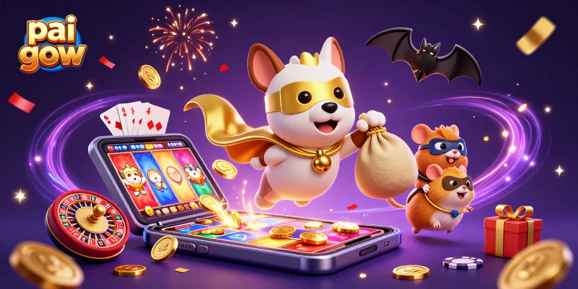 Engage in thrilling pai gow gameplay surrounded by colorful casino icons and festive elements.