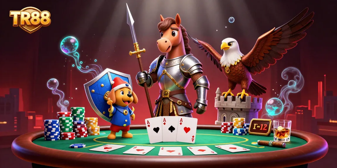 Engage in thrilling gameplay at TR88 with vibrant poker elements and adventurous characters.