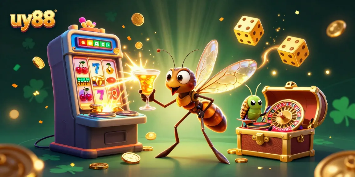 Experience the excitement of uy88 with vibrant 3D casino elements and characters capturing winning moments.