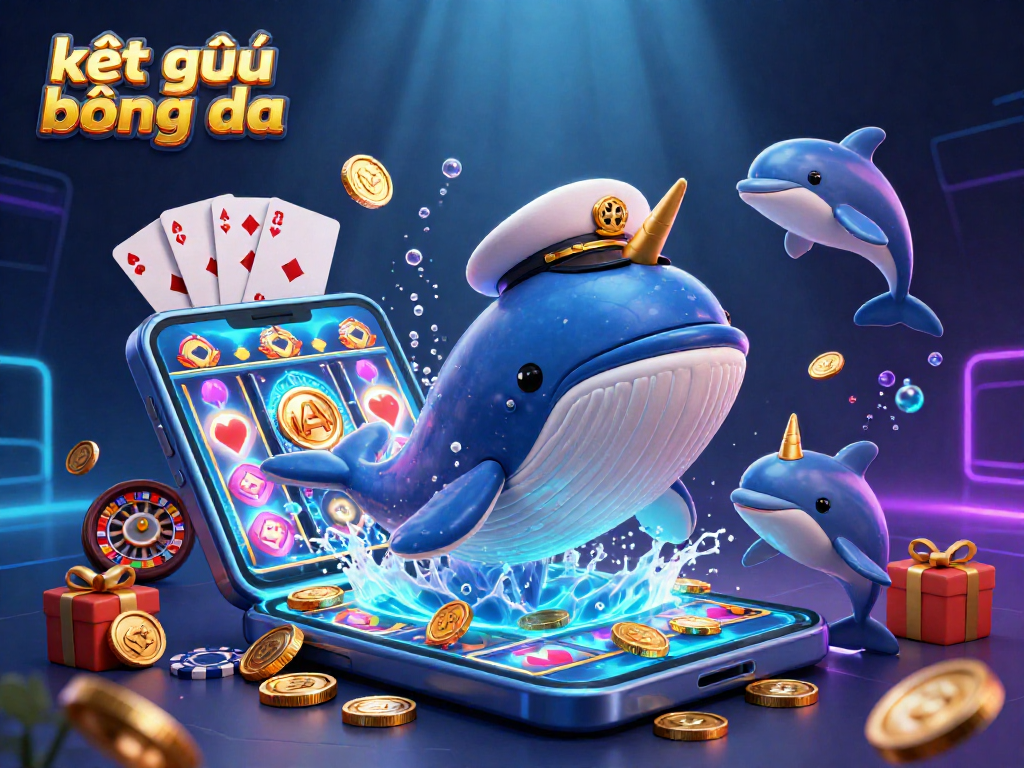 Engage with kết quả bóng đá as a 3D whale and friends explore vibrant gambling elements.