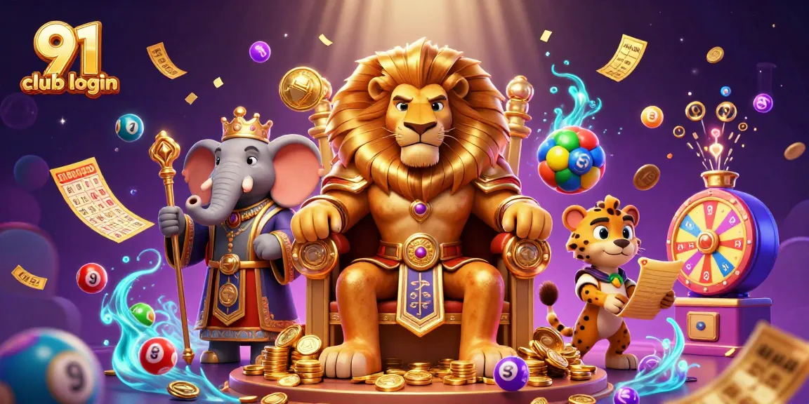 Experience 91 club login with a vibrant 3D illustration showcasing casino elements and characters.