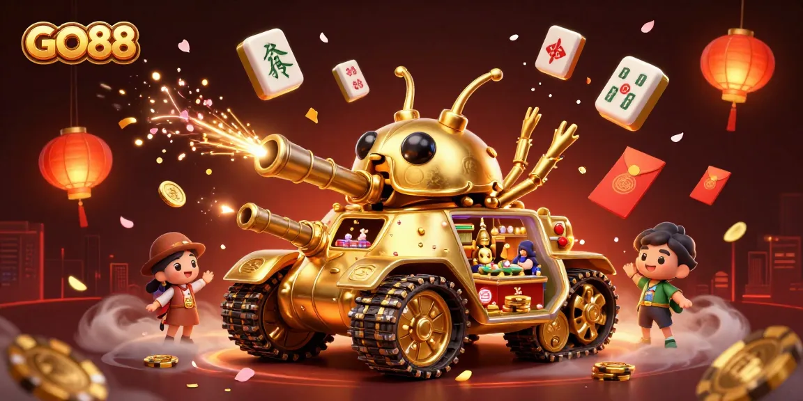 Experience the excitement at GO88, a vibrant online casino with a miniature casino inside a golden beetle tank.