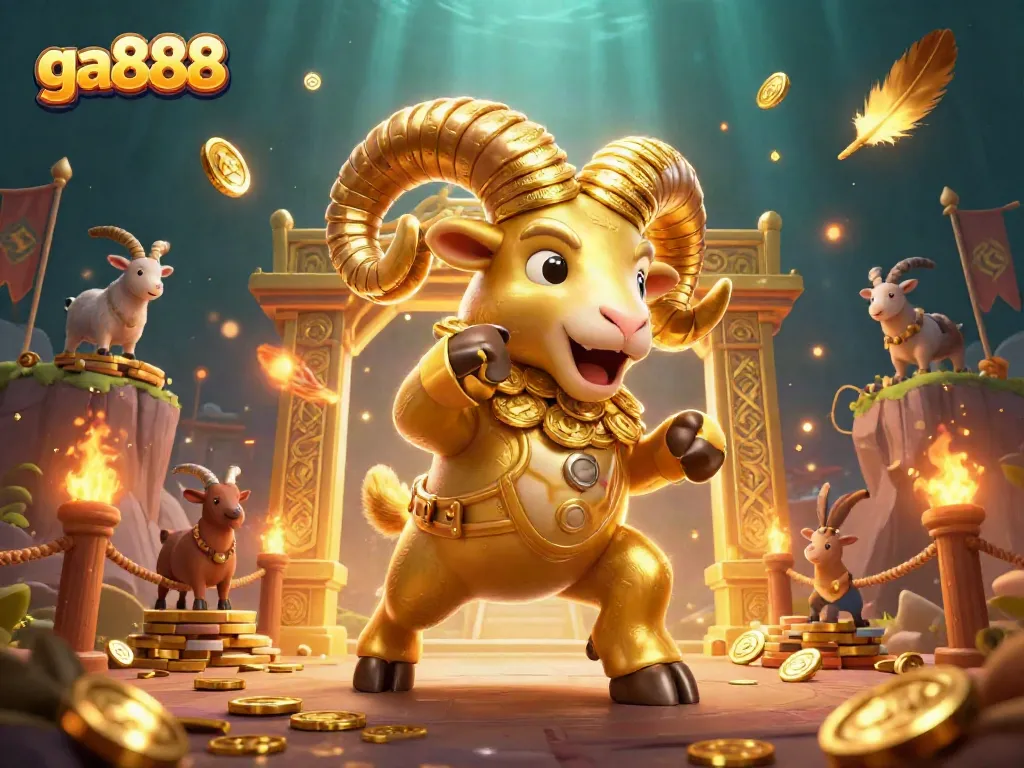 Engage with ga888's thrilling betting atmosphere featuring a golden ram at the heart of the action.