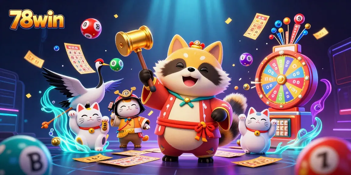 78win offers dynamic gaming action with cheerful characters and lively casino elements.