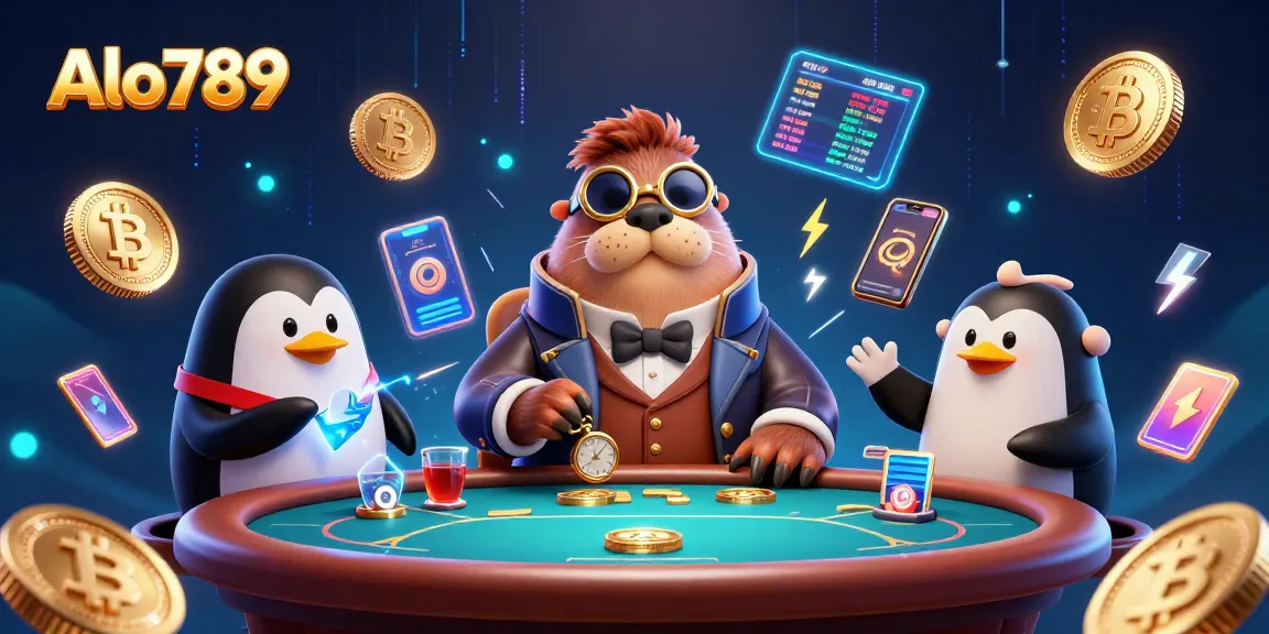Alo789 showcases a jolly walrus and friends in an underwater poker scene, highlighting the vibrant betting atmosphere.