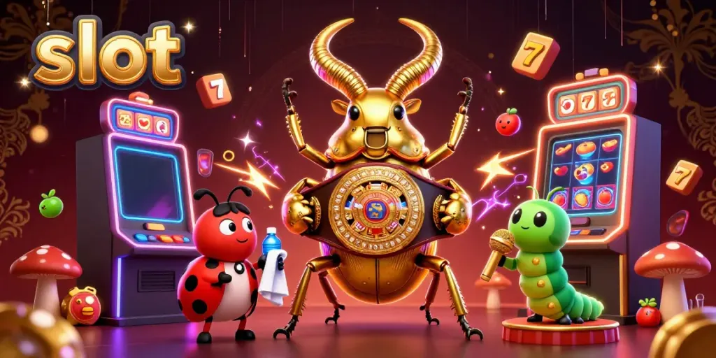 Experience the excitement of slots with a dynamic 3D scene showcasing big wins under dazzling lights.