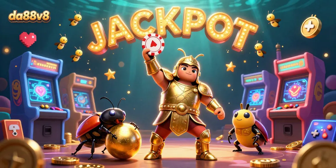 Spin to win at da88v8 with dazzling 3D characters celebrating in a vibrant casino scene.