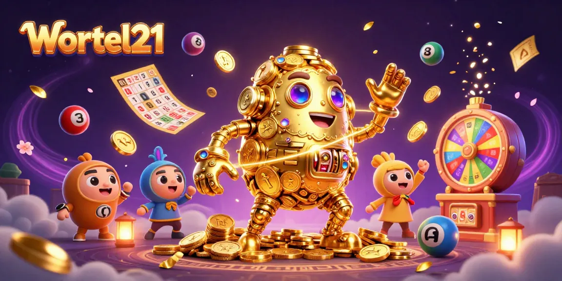 Spin the vibrant lottery balls and experience Wortel21’s thrilling casino magic in this dynamic illustration.