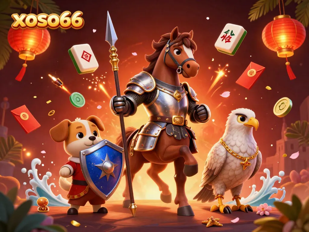 Experience the excitement of xoso66 with vibrant characters and dynamic casino elements in this stunning illustration.