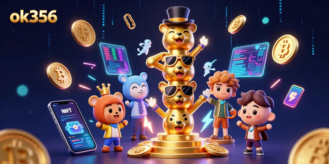Engage with ok356 in an exciting digital casino scene featuring vibrant characters and glowing elements.