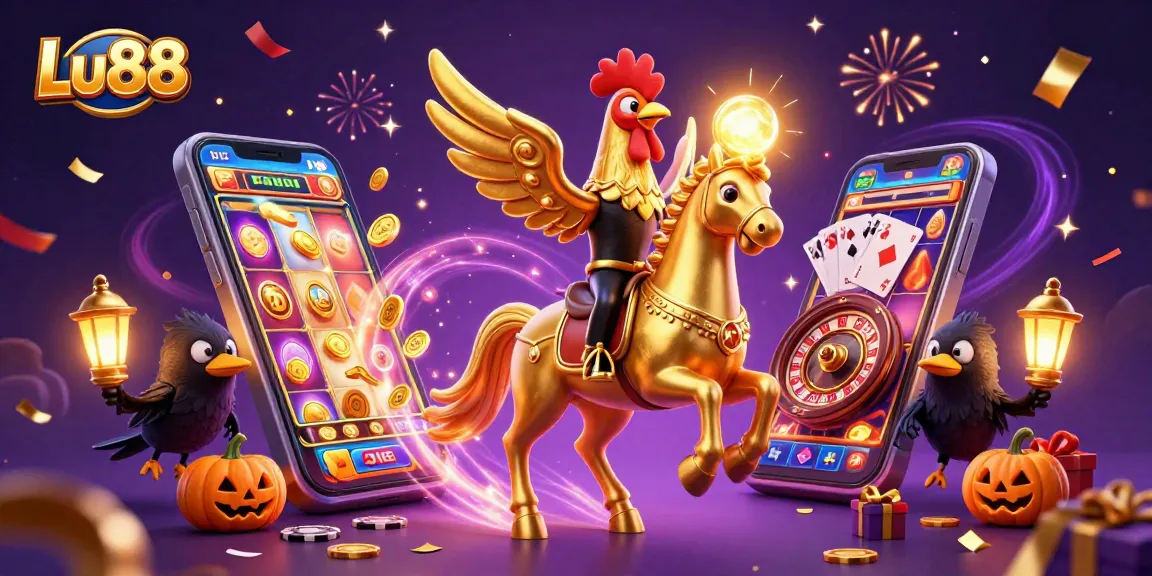 Spin to win big with Lu88 in an enchanting casino scene featuring vibrant games and festive elements.