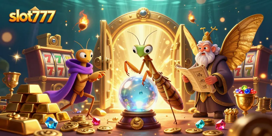 Menangkan jackpot di slot777 dengan permainan memukau dan peluang besar dalam ilustrasi 3D berwarna cerah.