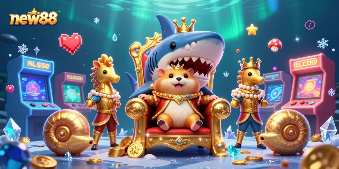 Experience engaging gameplay with new88's vibrant 3D casino illustration featuring a golden hamster king.