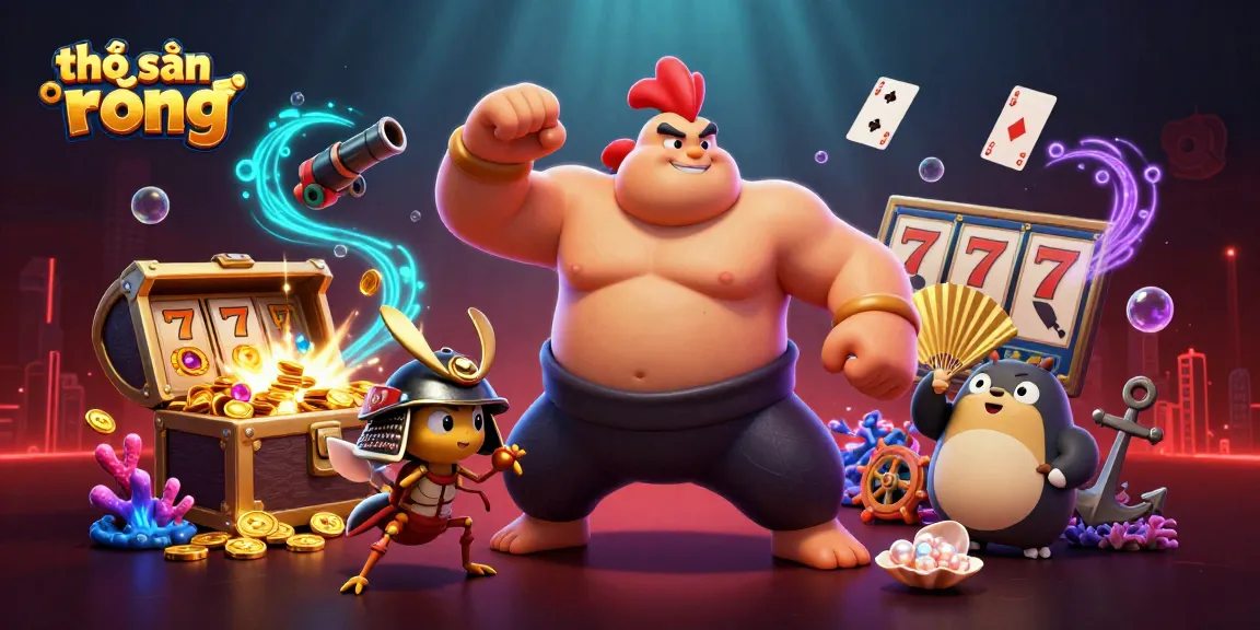thợ săn rồng captures a dynamic casino scene with characters, winning elements, and vibrant colors