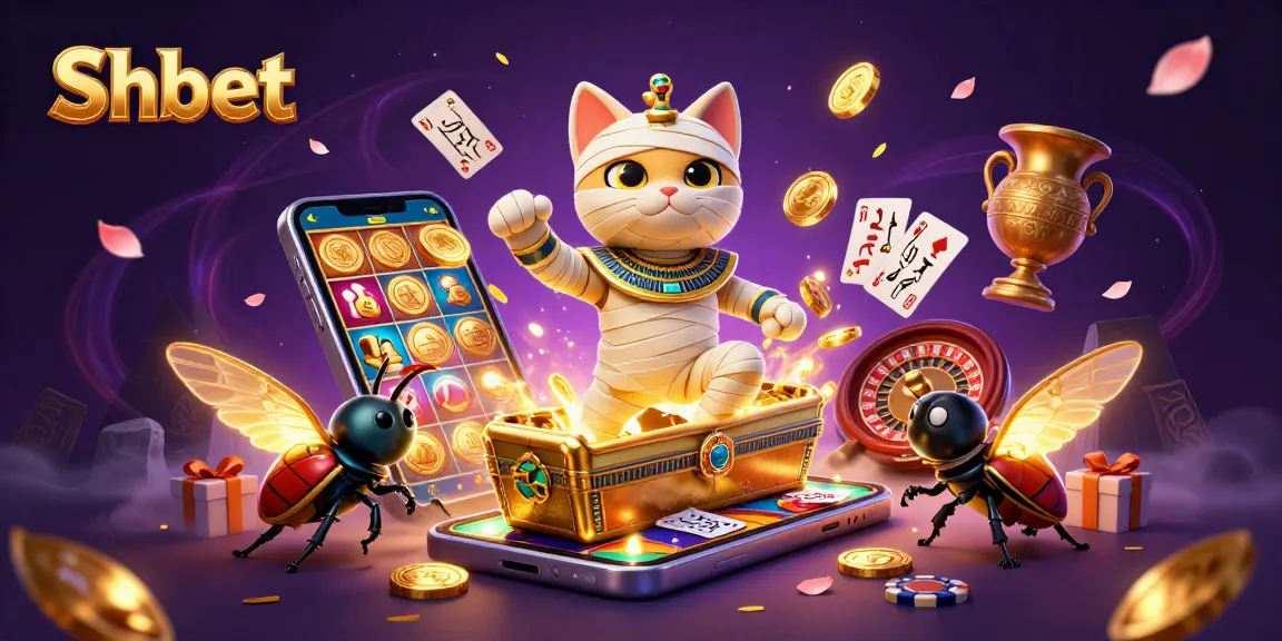 Experience thrilling gameplay with Shbet, featuring a mummy cat and dynamic casino elements.