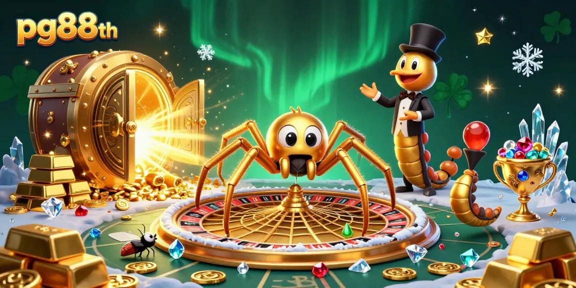 Experience gameplay excitement at pg88th with a golden spider spinning a roulette web!