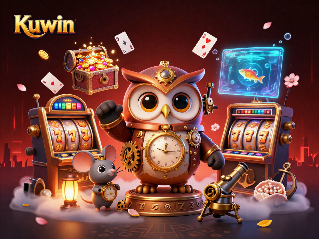 Kuwin offers thrilling slot adventures featuring time-traveling characters amid a vibrant casino atmosphere.