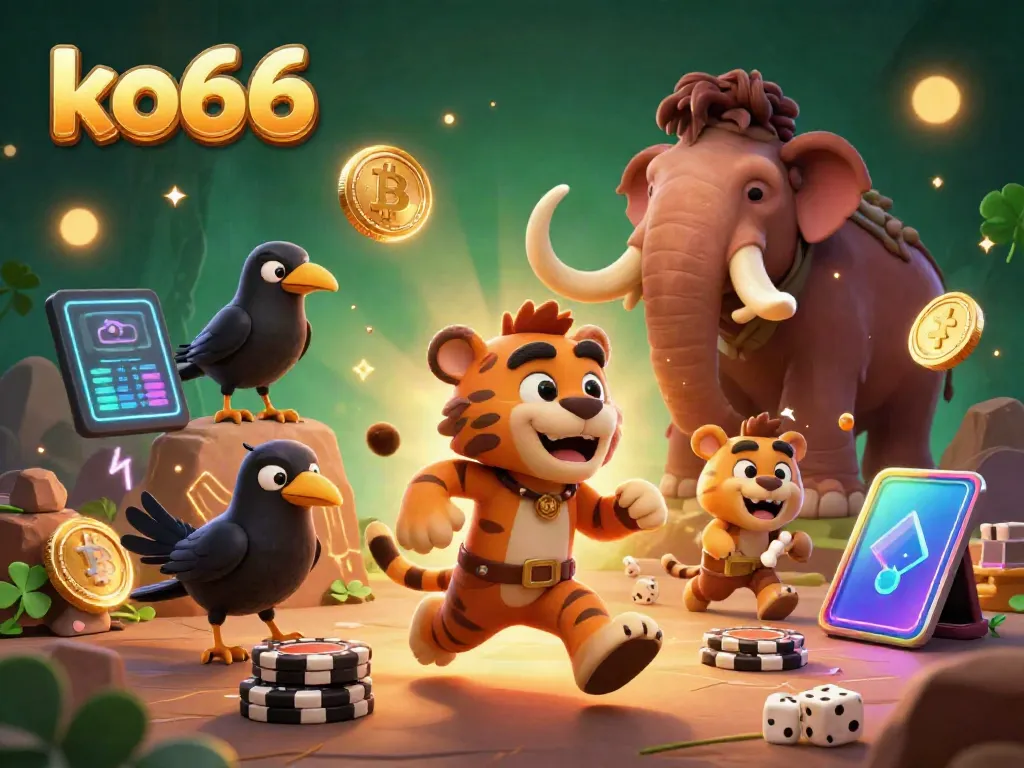Experience the exciting landscapes of ko66 with prehistoric characters in a dynamic gambling scene.