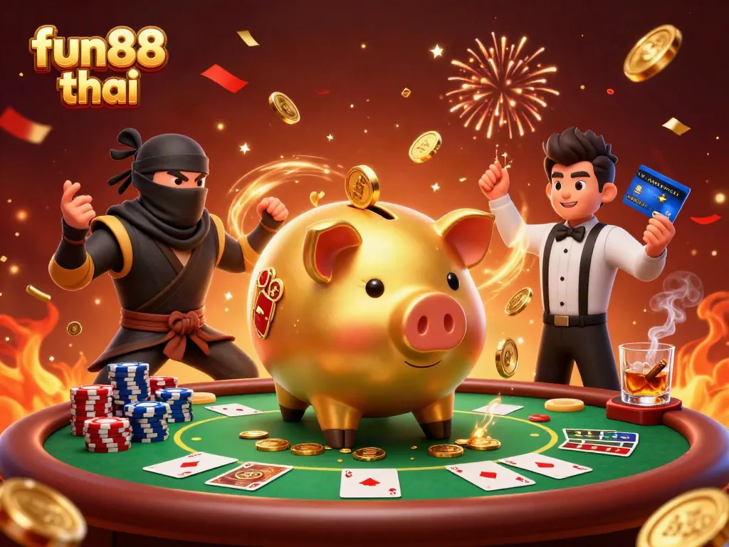 Engage with fun88 thai in this dynamic casino-themed scene featuring vibrant characters and rich visuals.