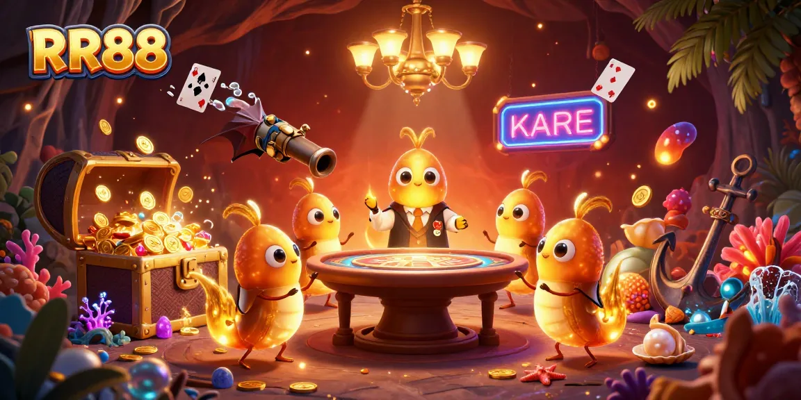 Experience the vibrant glow of RR88's online casino world with exciting games and a 3D whimsical atmosphere.